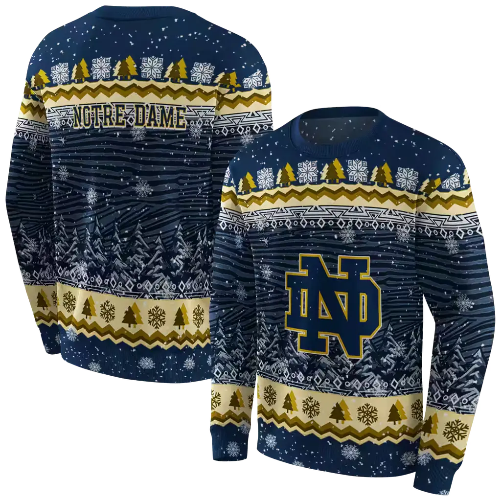 notre dame fighting irish christmas trees navy hoodie premium grade notre dame fighting irish christmas trees navy hoodie premium grade