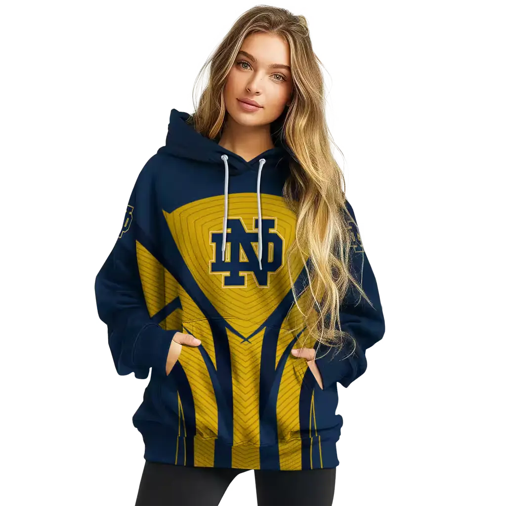 notre dame fighting irish concentric lines navy black hoodie high quality notre dame fighting irish concentric lines navy black hoodie high quality