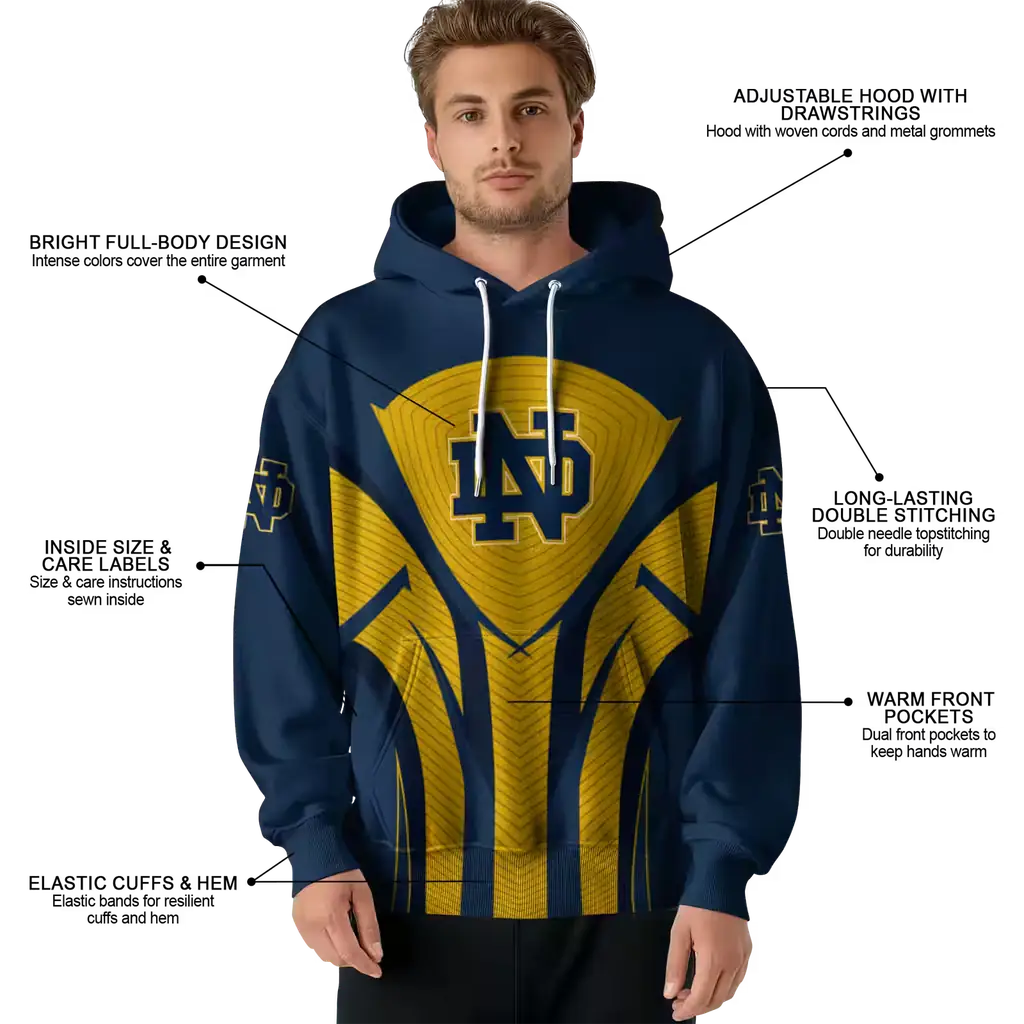 notre dame fighting irish concentric lines navy black hoodie latest model notre dame fighting irish concentric lines navy black hoodie latest model