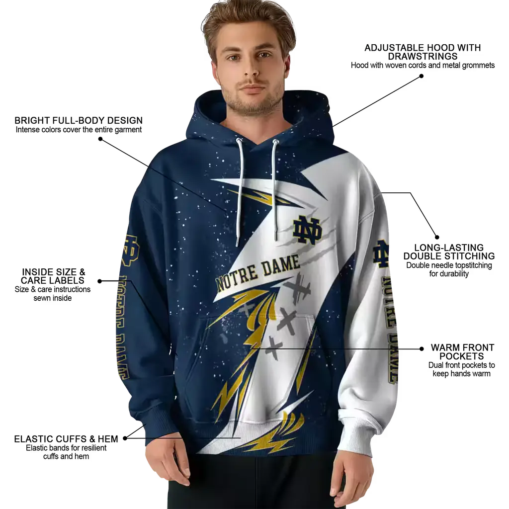 notre dame fighting irish dynamic slash navy white hoodie latest model notre dame fighting irish dynamic slash navy white hoodie latest model