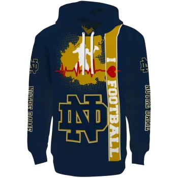 notre dame fighting irish football heartbeat navy hoodie best selling