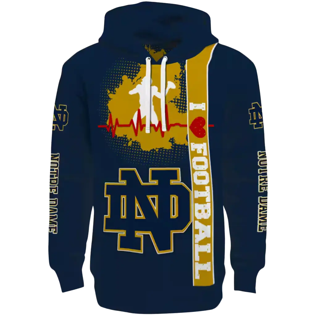 notre dame fighting irish football heartbeat navy hoodie best selling notre dame fighting irish football heartbeat navy hoodie best selling