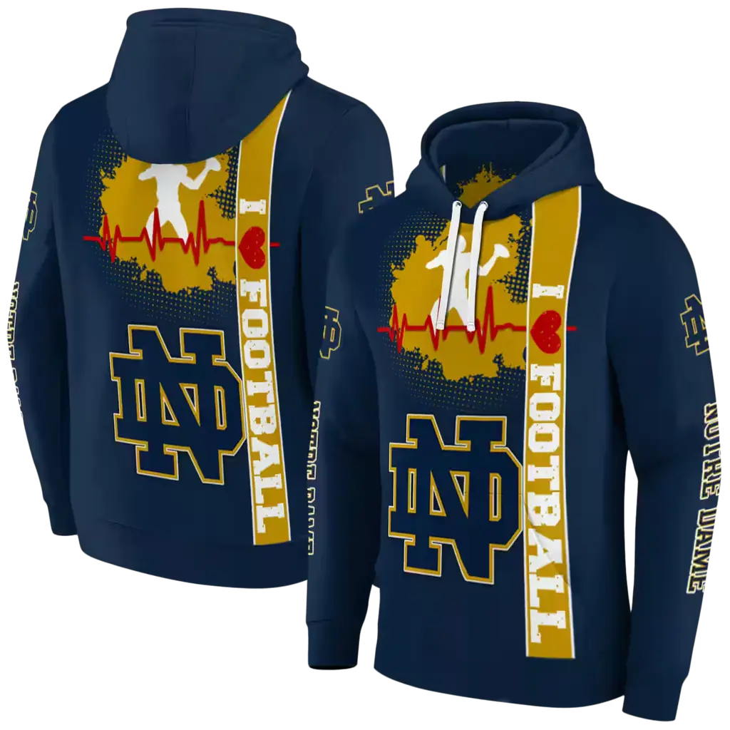 notre dame fighting irish football heartbeat navy hoodie fashion forward notre dame fighting irish football heartbeat navy hoodie fashion forward