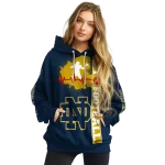 notre dame fighting irish football heartbeat navy hoodie best selling