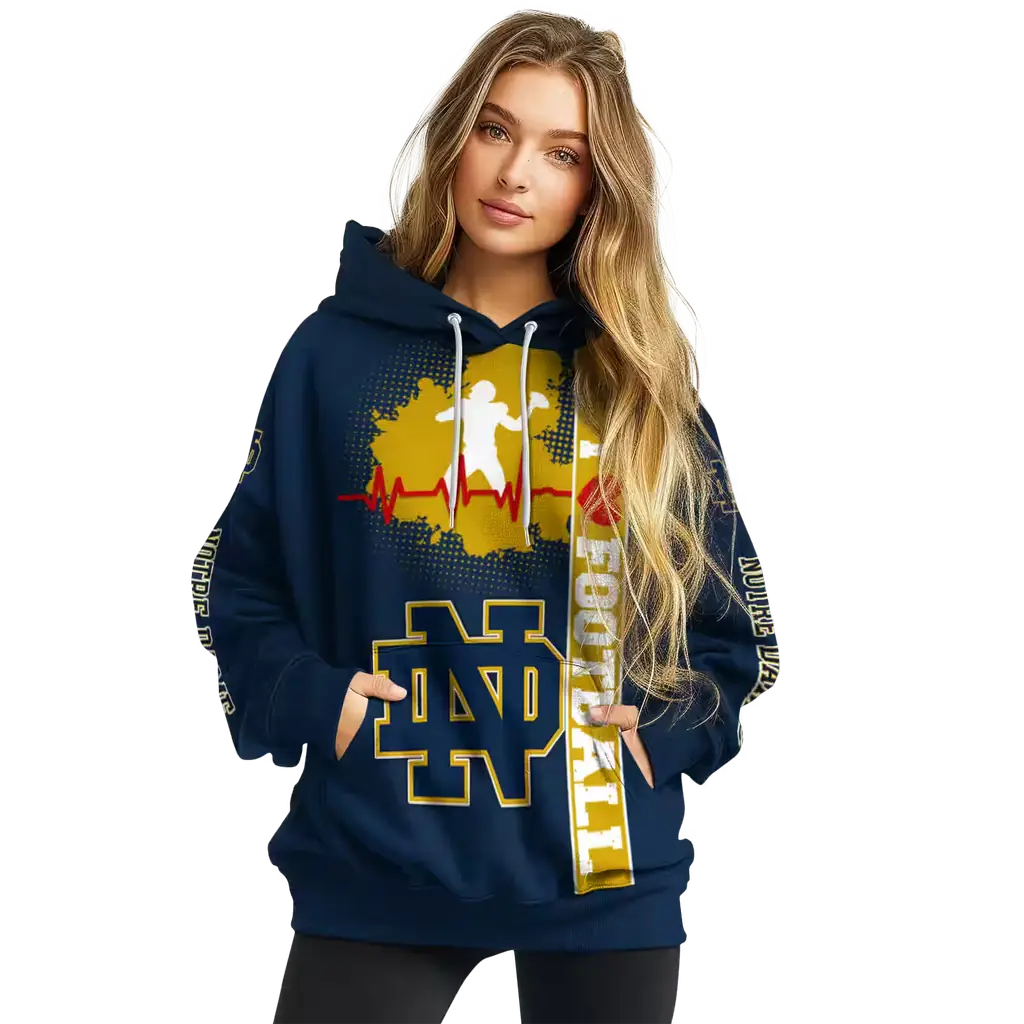 notre dame fighting irish football heartbeat navy hoodie high quality notre dame fighting irish football heartbeat navy hoodie high quality