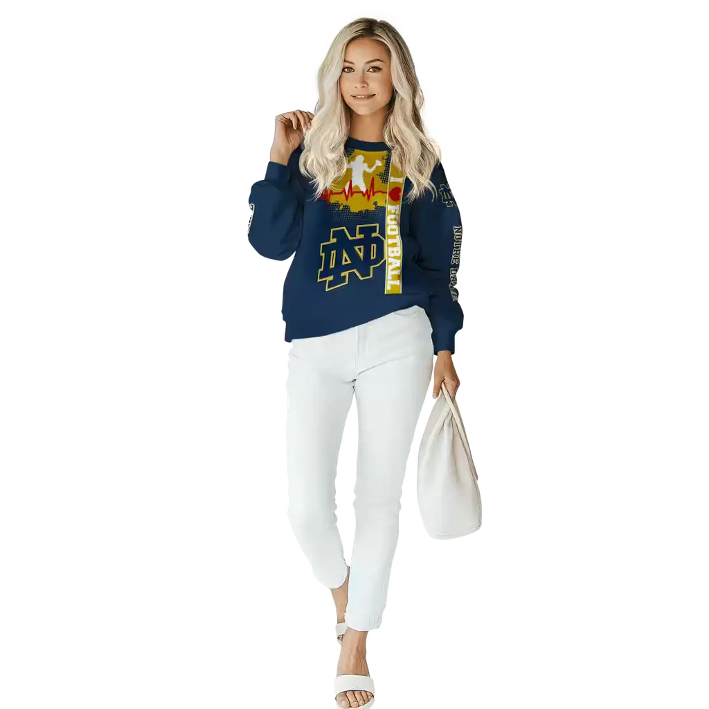 notre dame fighting irish football heartbeat navy hoodie trendy notre dame fighting irish football heartbeat navy hoodie trendy