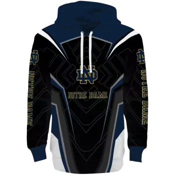 notre dame fighting irish futuristic pattern navy black hoodie best selling