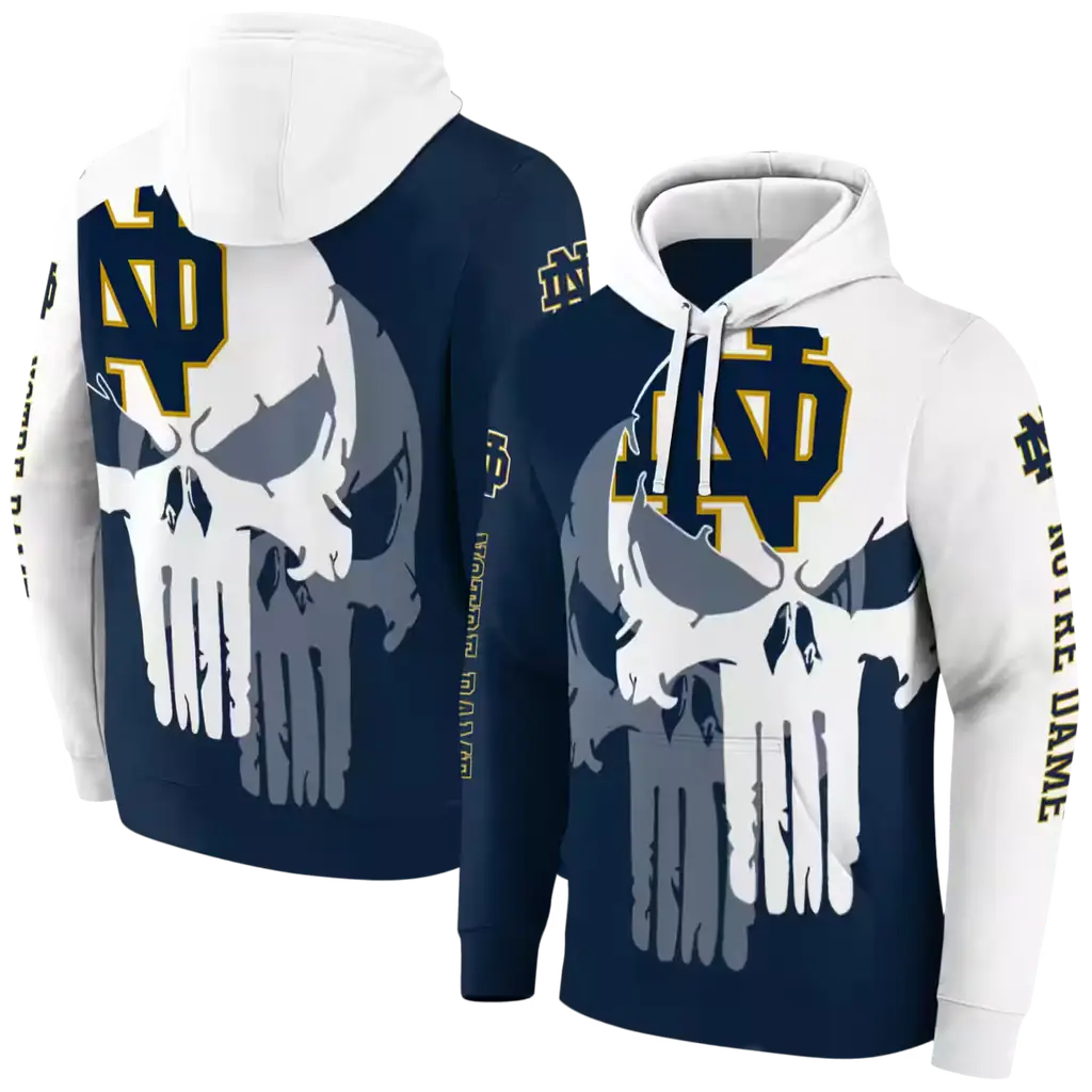 notre dame fighting irish graphic punisher navy white hoodie fashion forward notre dame fighting irish graphic punisher navy white hoodie fashion forward