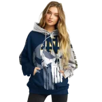 notre dame fighting irish graphic punisher navy white hoodie best selling