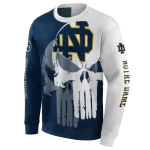 notre dame fighting irish graphic punisher navy white hoodie best selling