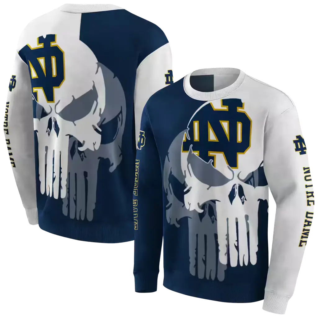 notre dame fighting irish graphic punisher navy white hoodie premium grade notre dame fighting irish graphic punisher navy white hoodie premium grade