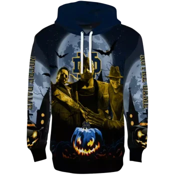 notre dame fighting irish halloween vibes navy black hoodie best selling