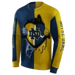 notre dame fighting irish heartbeat graphic navy hoodie best selling