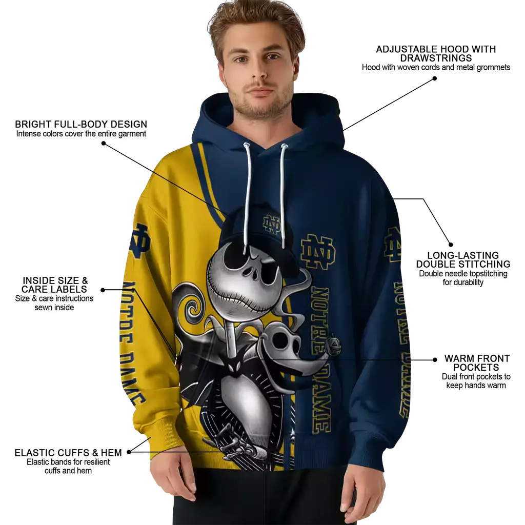 notre dame fighting irish jack skellington navy hoodie latest model notre dame fighting irish jack skellington navy hoodie latest model