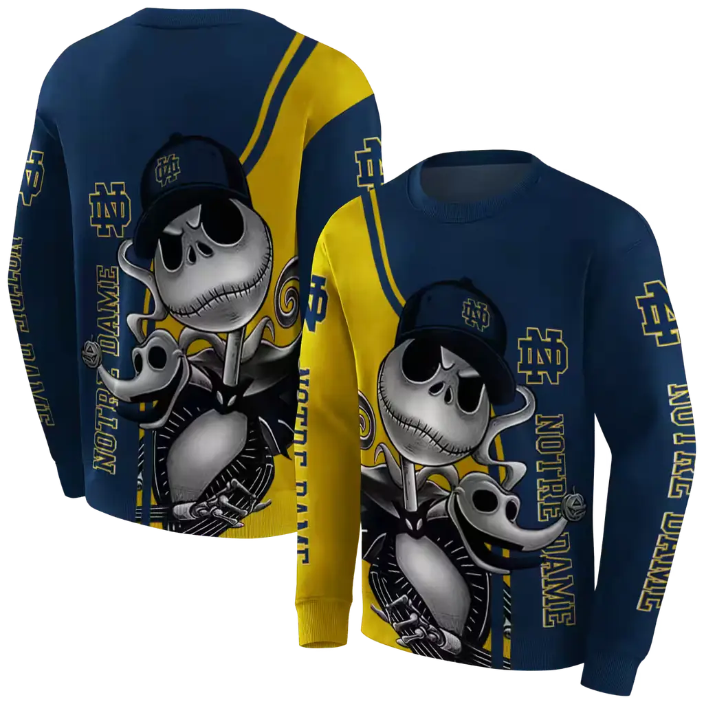 notre dame fighting irish jack skellington navy hoodie premium grade notre dame fighting irish jack skellington navy hoodie premium grade