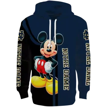 notre dame fighting irish mickey mouse navy black hoodie best selling