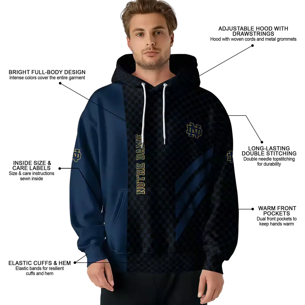 notre dame fighting irish monogram pattern navy hoodie latest model notre dame fighting irish monogram pattern navy hoodie latest model