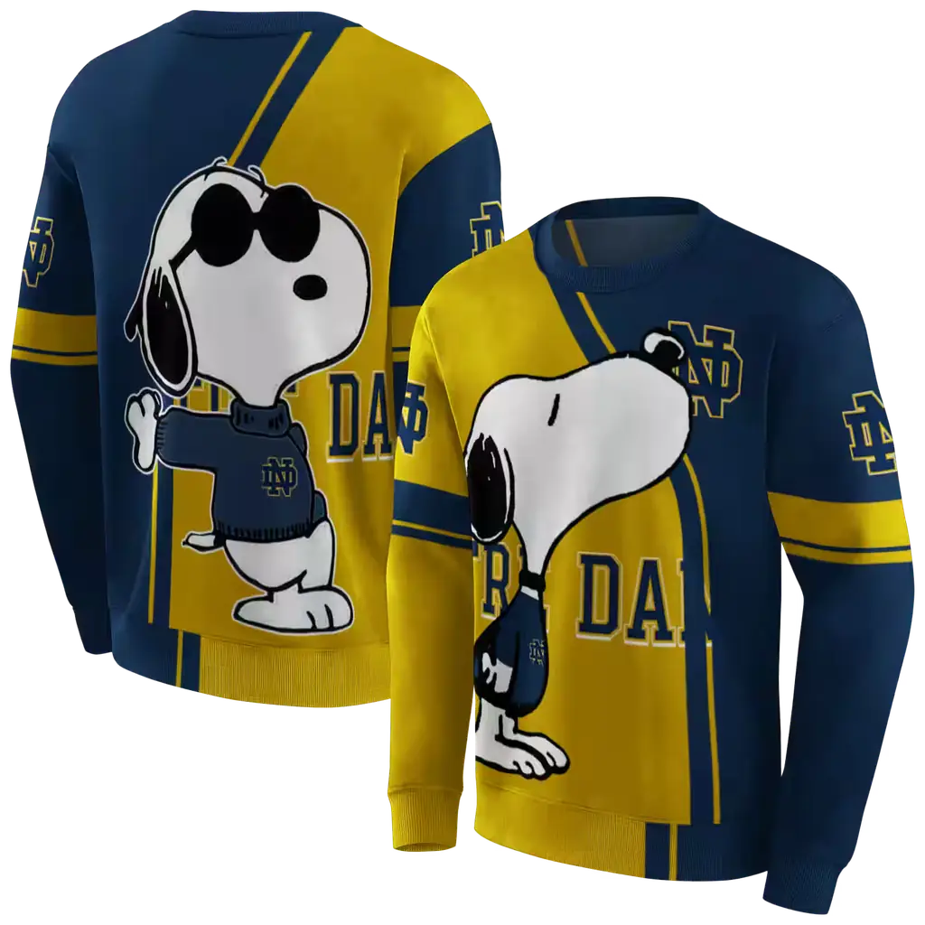 notre dame fighting irish playful snoopy navy hoodie premium grade notre dame fighting irish playful snoopy navy hoodie premium grade