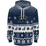 notre dame fighting irish reindeer motif navy hoodie best selling