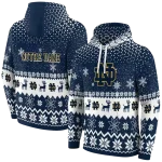 notre dame fighting irish reindeer motif navy hoodie best selling