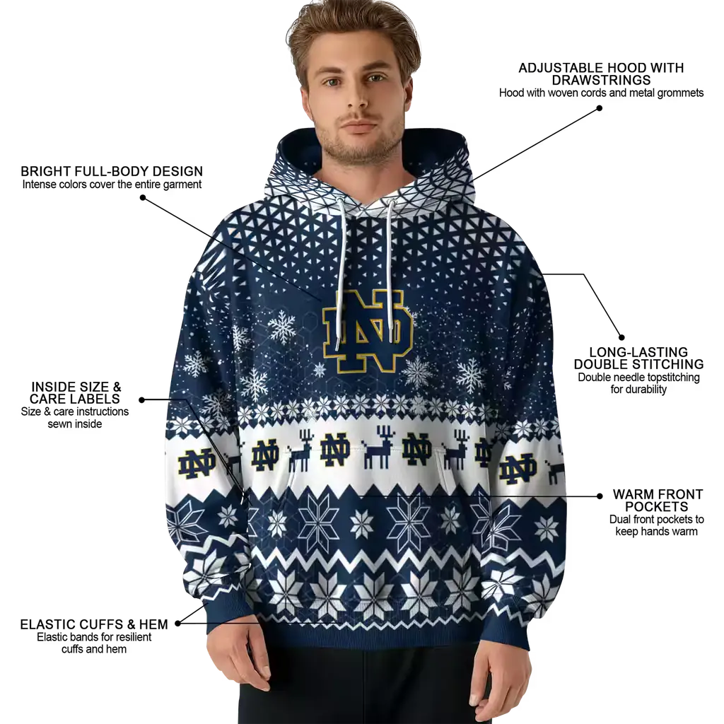 notre dame fighting irish reindeer motif navy hoodie latest model notre dame fighting irish reindeer motif navy hoodie latest model