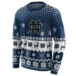 notre dame fighting irish reindeer motif navy hoodie best selling