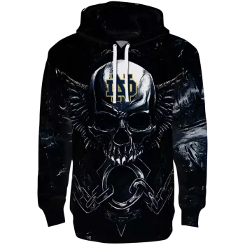 notre dame fighting irish skull artwork navy black hoodie best selling
