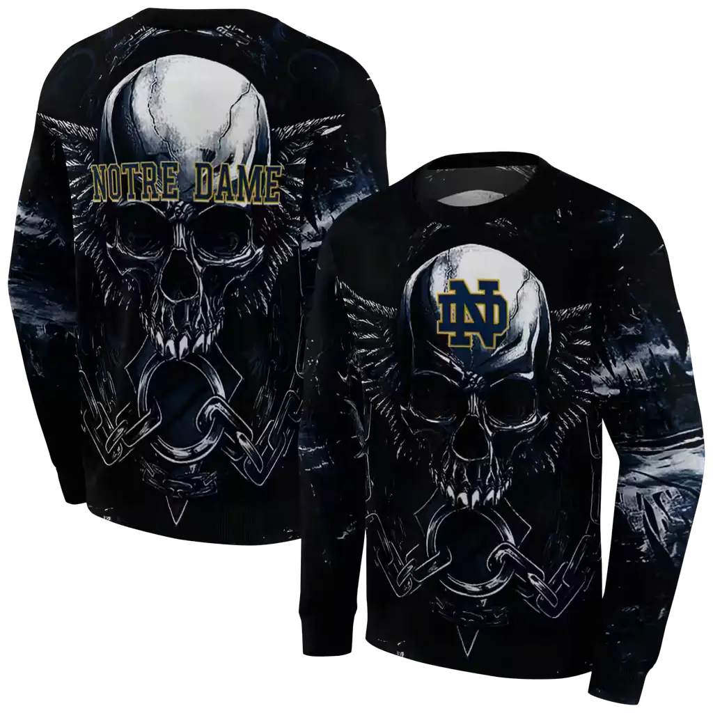 notre dame fighting irish skull artwork navy black hoodie premium grade notre dame fighting irish skull artwork navy black hoodie premium grade