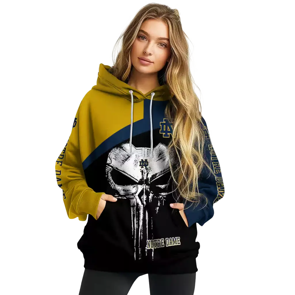 notre dame fighting irish skull punisher gold black hoodie high quality notre dame fighting irish skull punisher gold black hoodie high quality