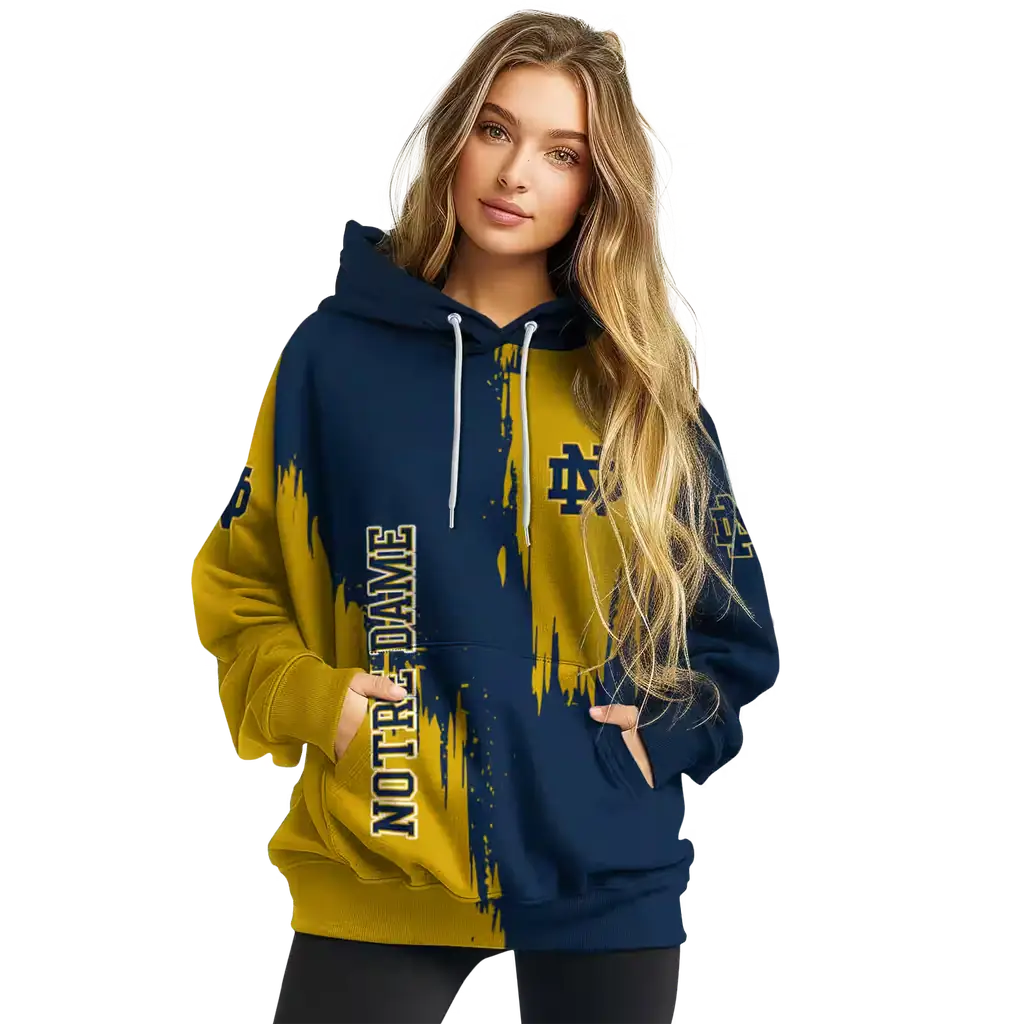 notre dame fighting irish splatter effect navy hoodie high quality notre dame fighting irish splatter effect navy hoodie high quality