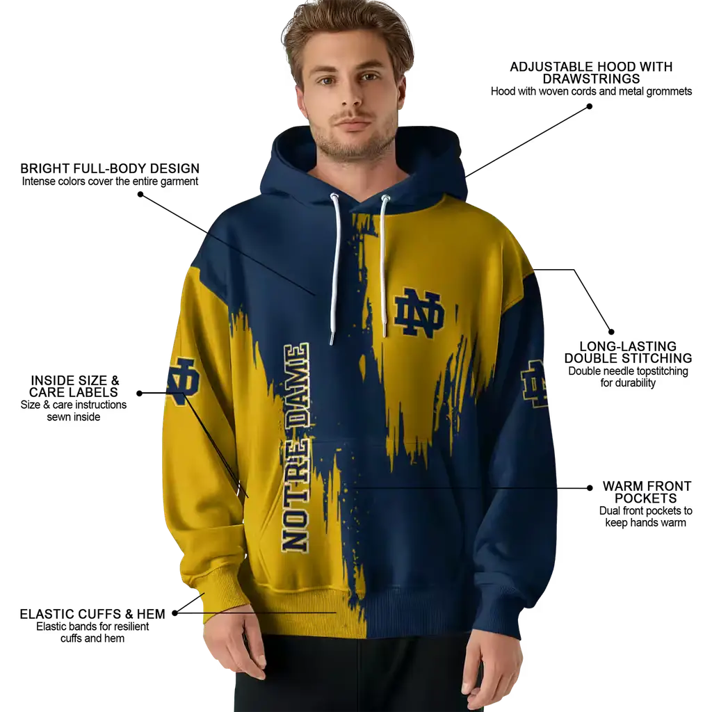 notre dame fighting irish splatter effect navy hoodie latest model notre dame fighting irish splatter effect navy hoodie latest model