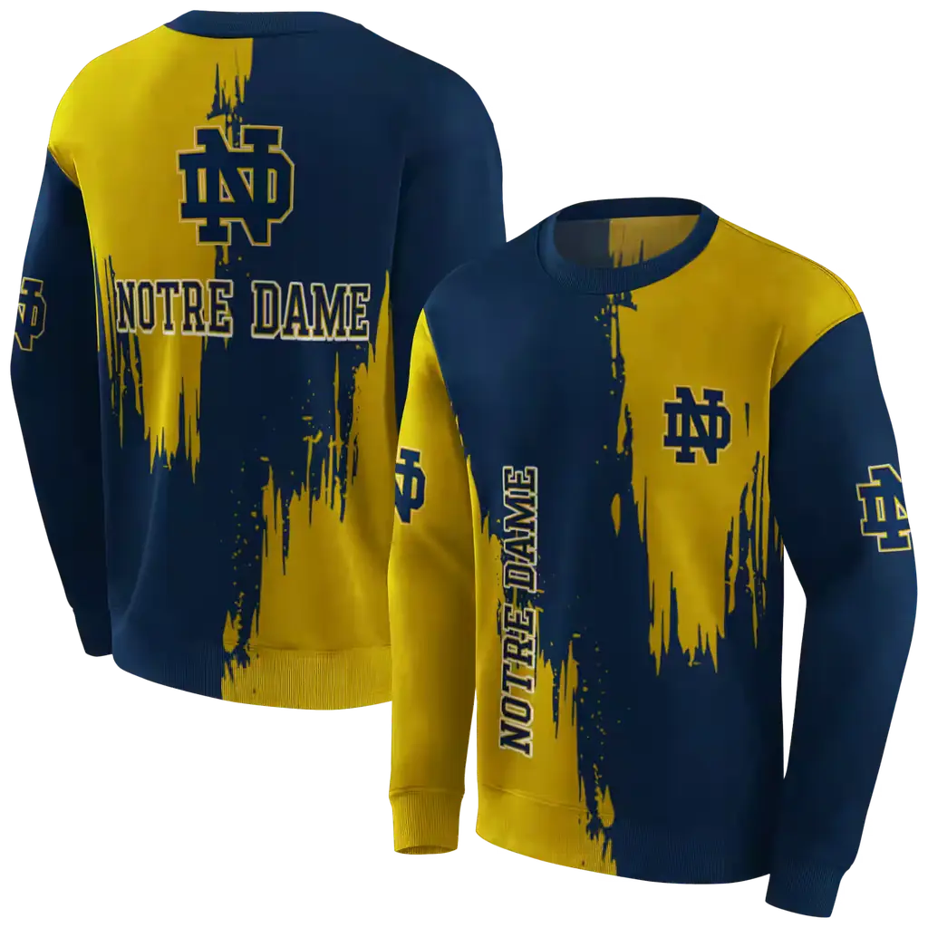 notre dame fighting irish splatter effect navy hoodie premium grade notre dame fighting irish splatter effect navy hoodie premium grade