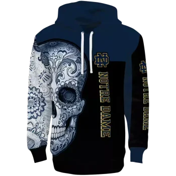 notre dame fighting irish sugar skull navy black hoodie best selling