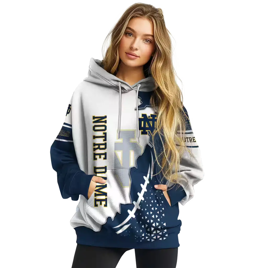 notre dame fighting irish triangular pattern navy white hoodie high quality notre dame fighting irish triangular pattern navy white hoodie high quality