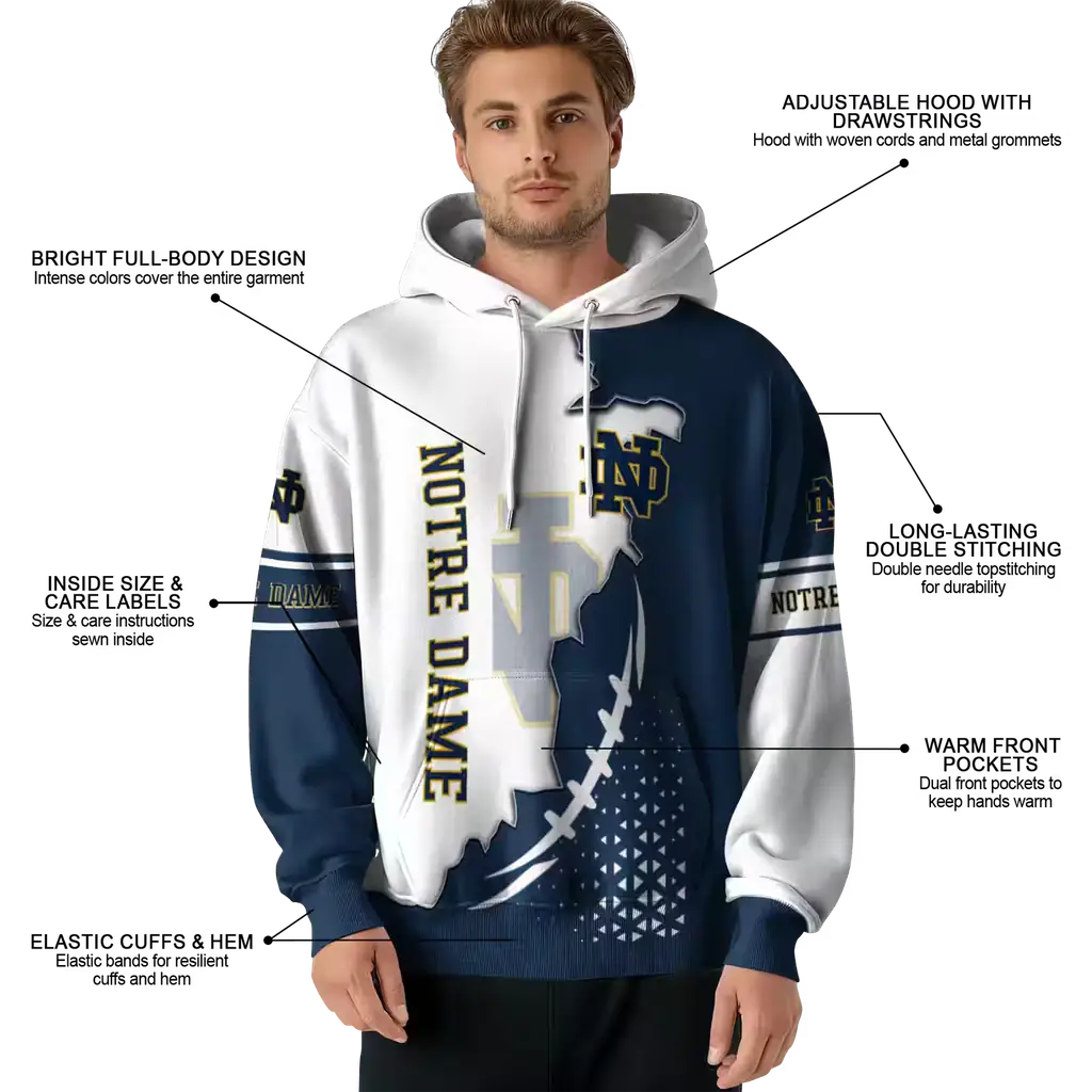 notre dame fighting irish triangular pattern navy white hoodie latest model notre dame fighting irish triangular pattern navy white hoodie latest model