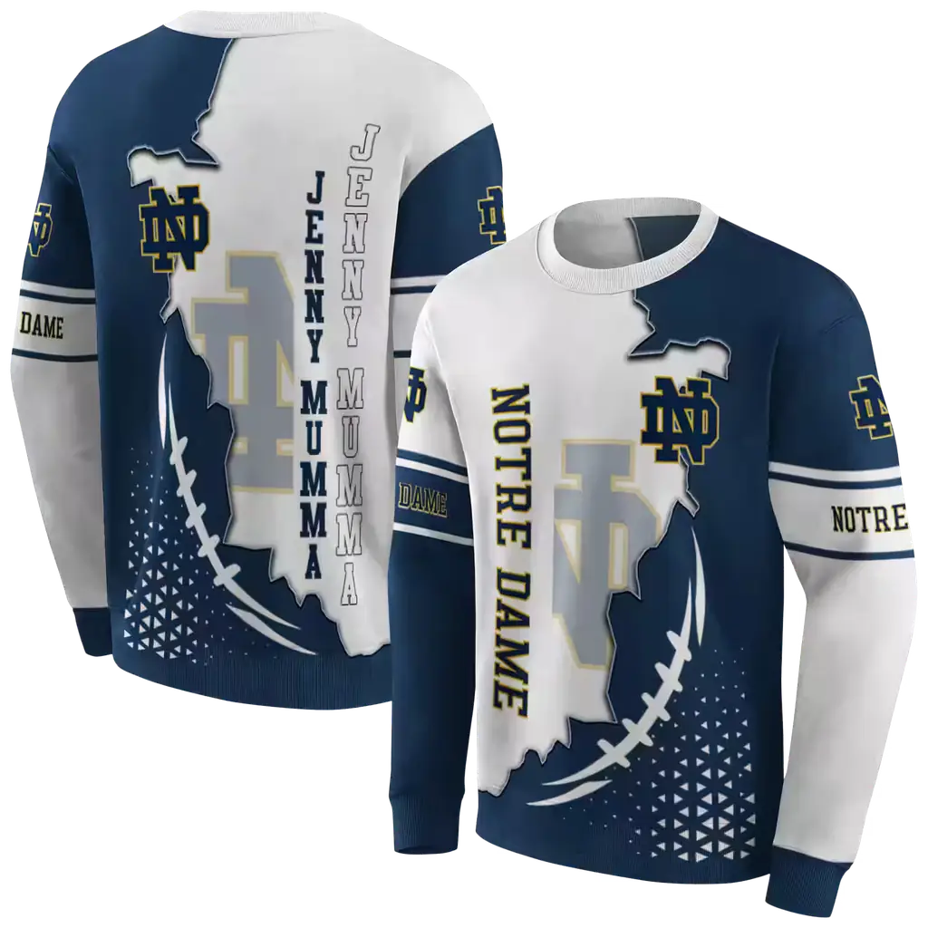 notre dame fighting irish triangular pattern navy white hoodie premium grade notre dame fighting irish triangular pattern navy white hoodie premium grade