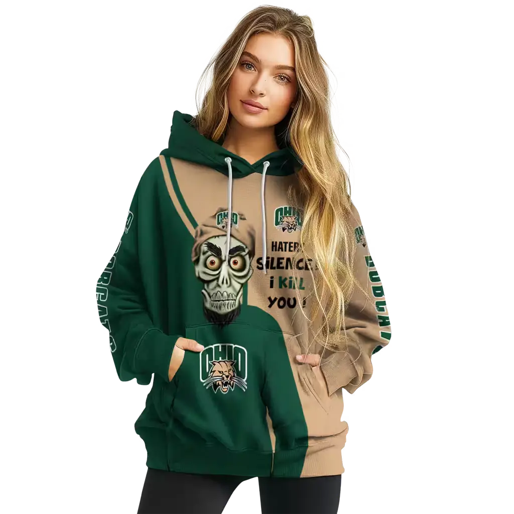 ohio bobcats achmed skull green hoodie high quality ohio bobcats achmed skull green hoodie high quality