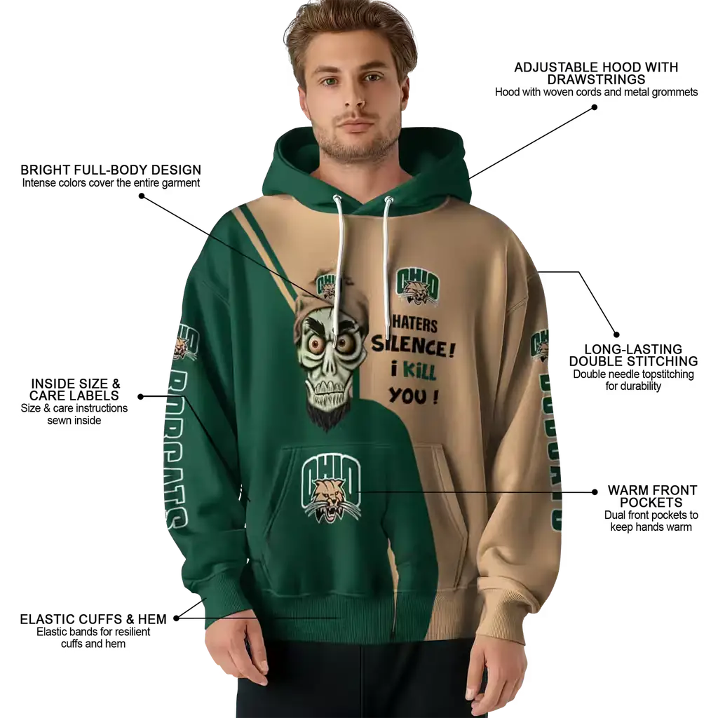 ohio bobcats achmed skull green hoodie latest model ohio bobcats achmed skull green hoodie latest model