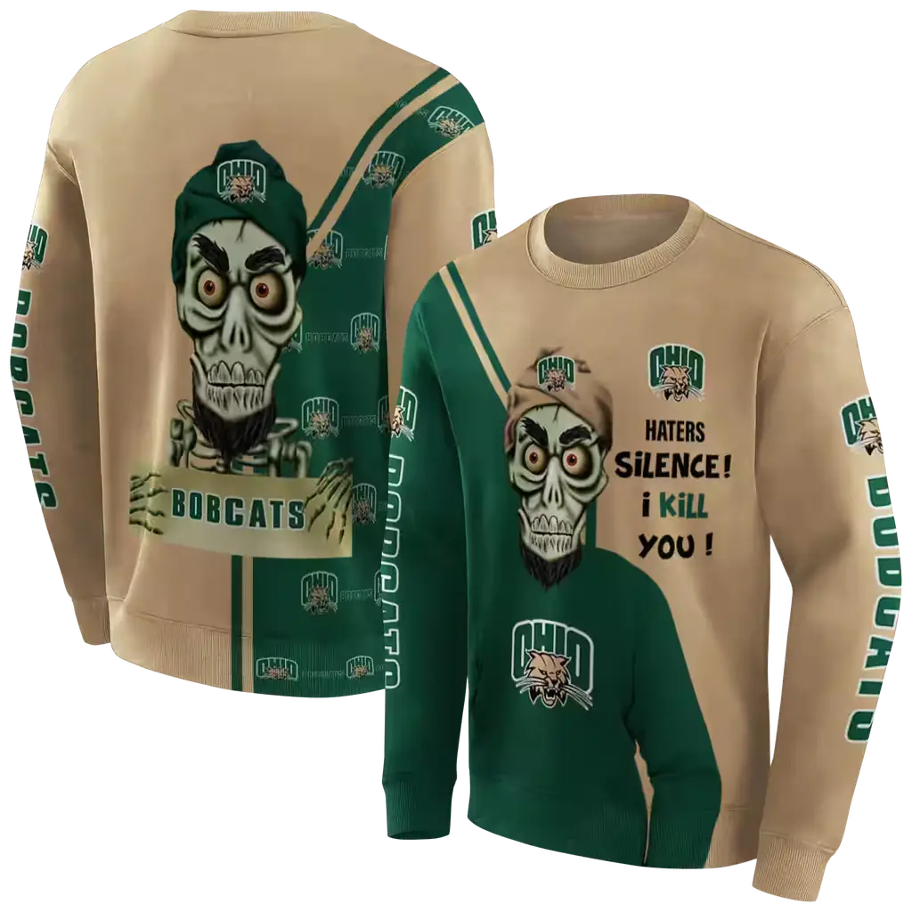 ohio bobcats achmed skull green hoodie premium grade ohio bobcats achmed skull green hoodie premium grade