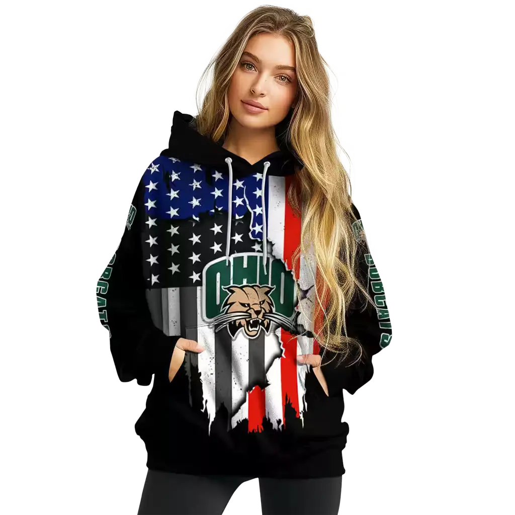 ohio bobcats american pride black hoodie high quality ohio bobcats american pride black hoodie high quality