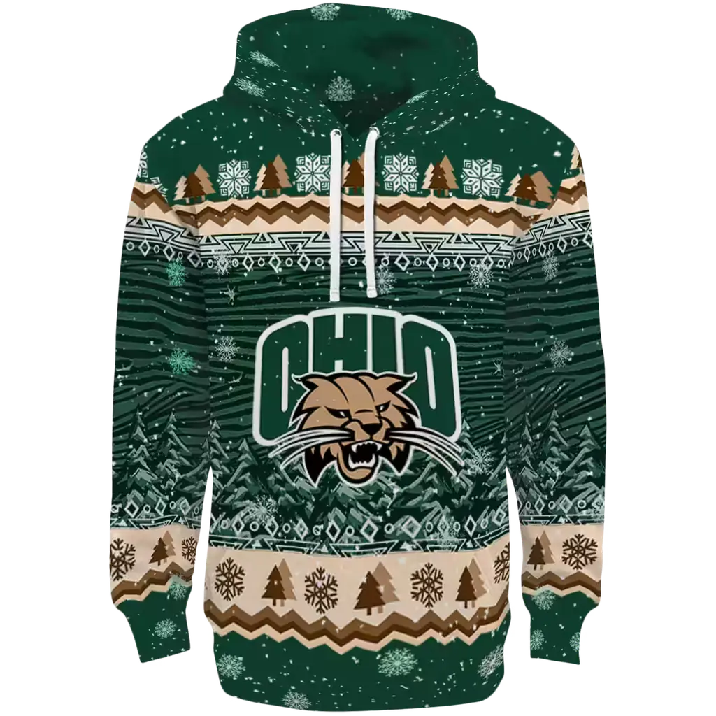 ohio bobcats christmas trees green hoodie best selling ohio bobcats christmas trees green hoodie best selling