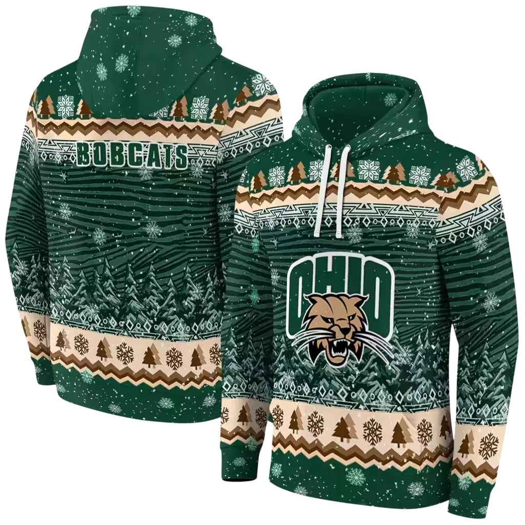 ohio bobcats christmas trees green hoodie fashion forward ohio bobcats christmas trees green hoodie fashion forward