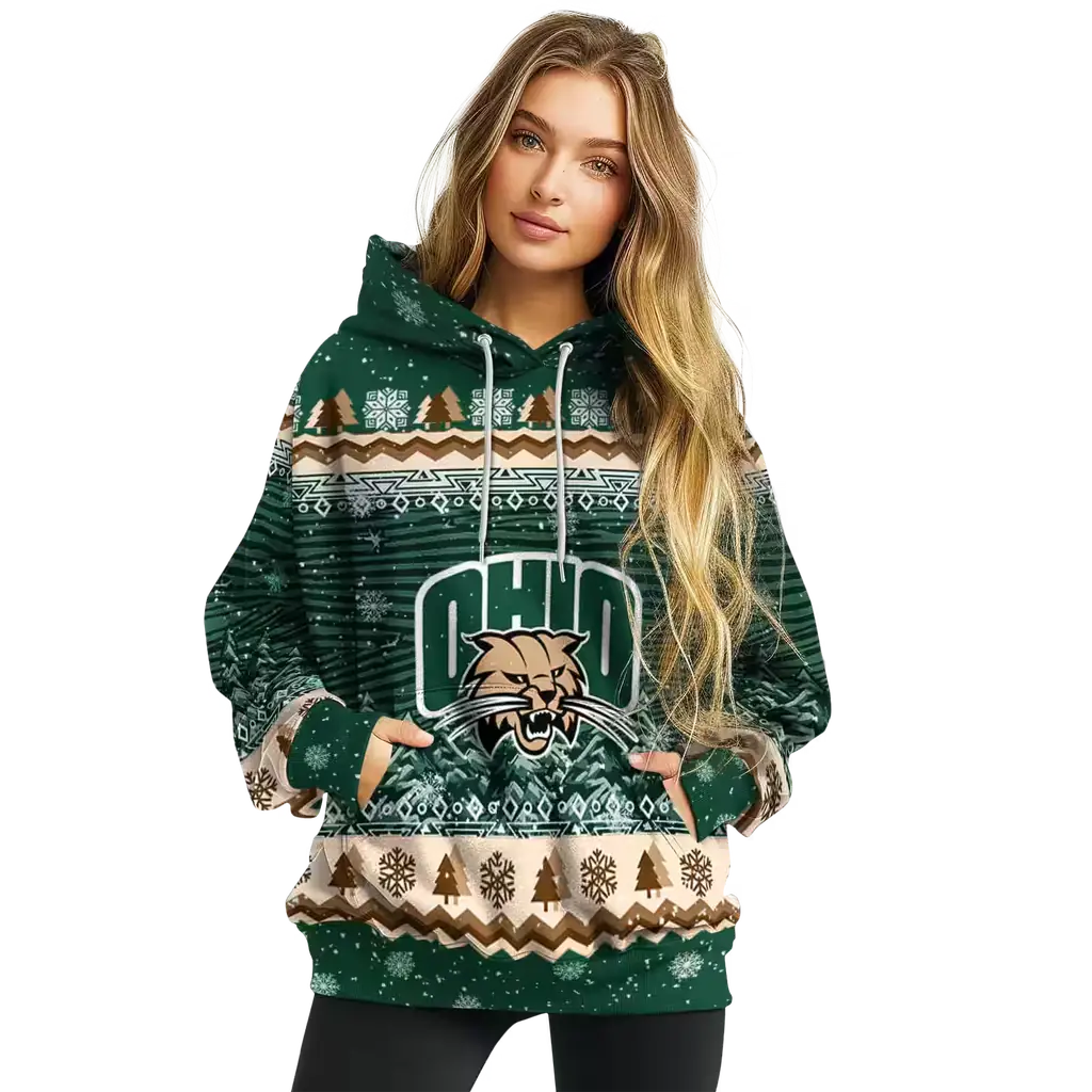ohio bobcats christmas trees green hoodie high quality ohio bobcats christmas trees green hoodie high quality