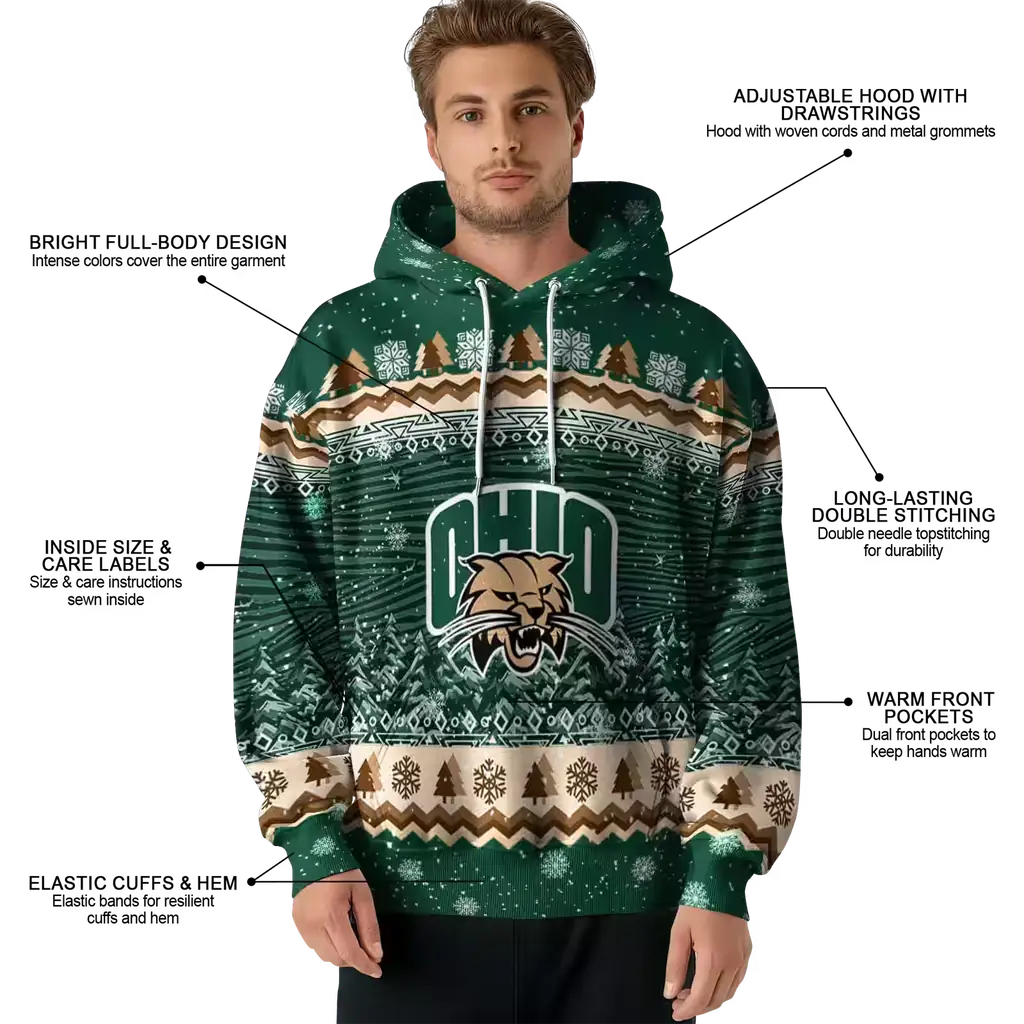 ohio bobcats christmas trees green hoodie latest model ohio bobcats christmas trees green hoodie latest model