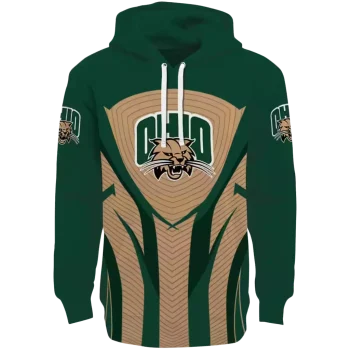 ohio bobcats concentric lines green black hoodie best selling