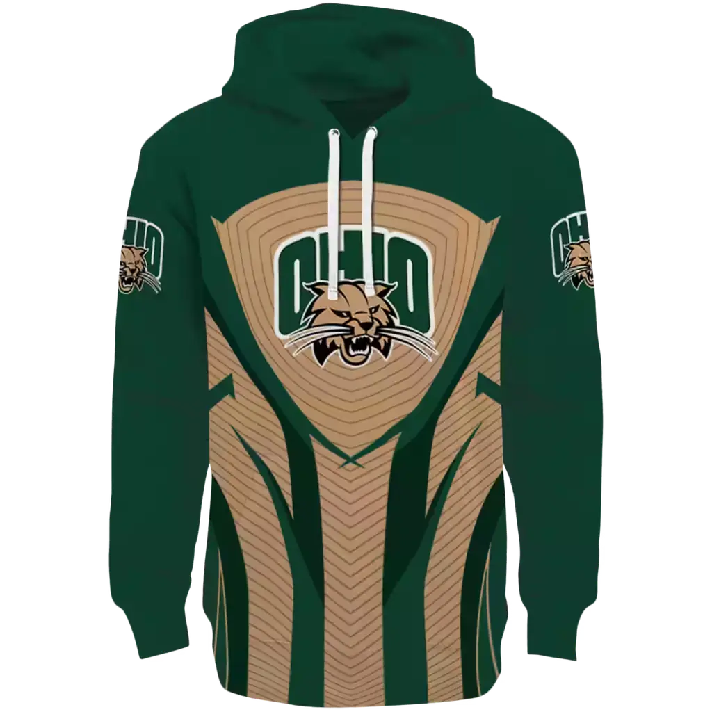 ohio bobcats concentric lines green black hoodie best selling ohio bobcats concentric lines green black hoodie best selling