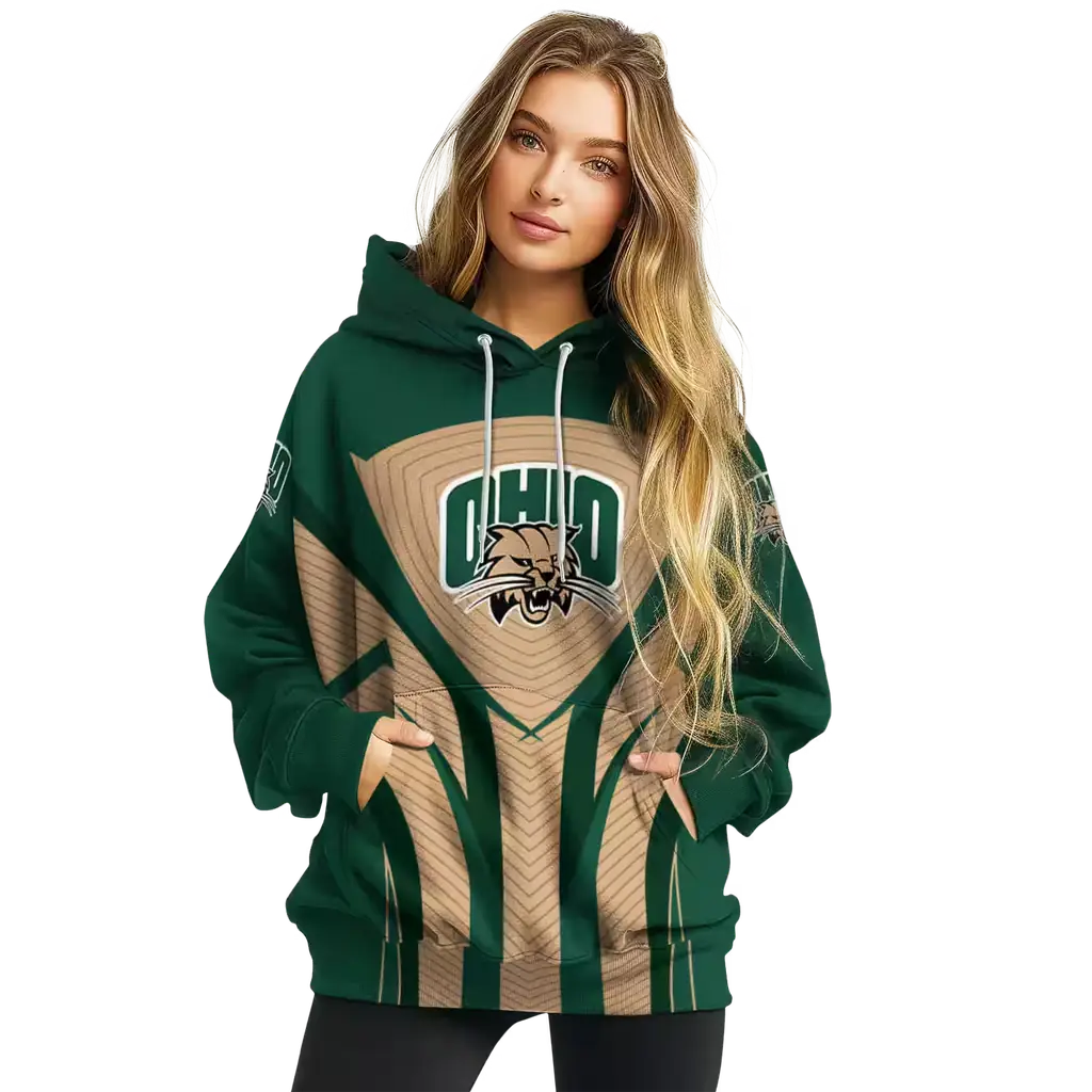 ohio bobcats concentric lines green black hoodie high quality ohio bobcats concentric lines green black hoodie high quality