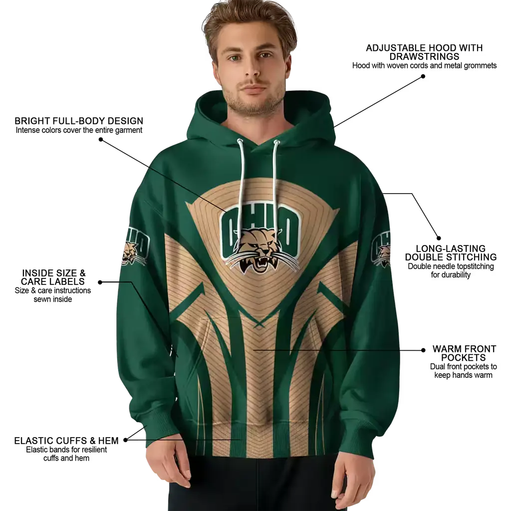 ohio bobcats concentric lines green black hoodie latest model ohio bobcats concentric lines green black hoodie latest model