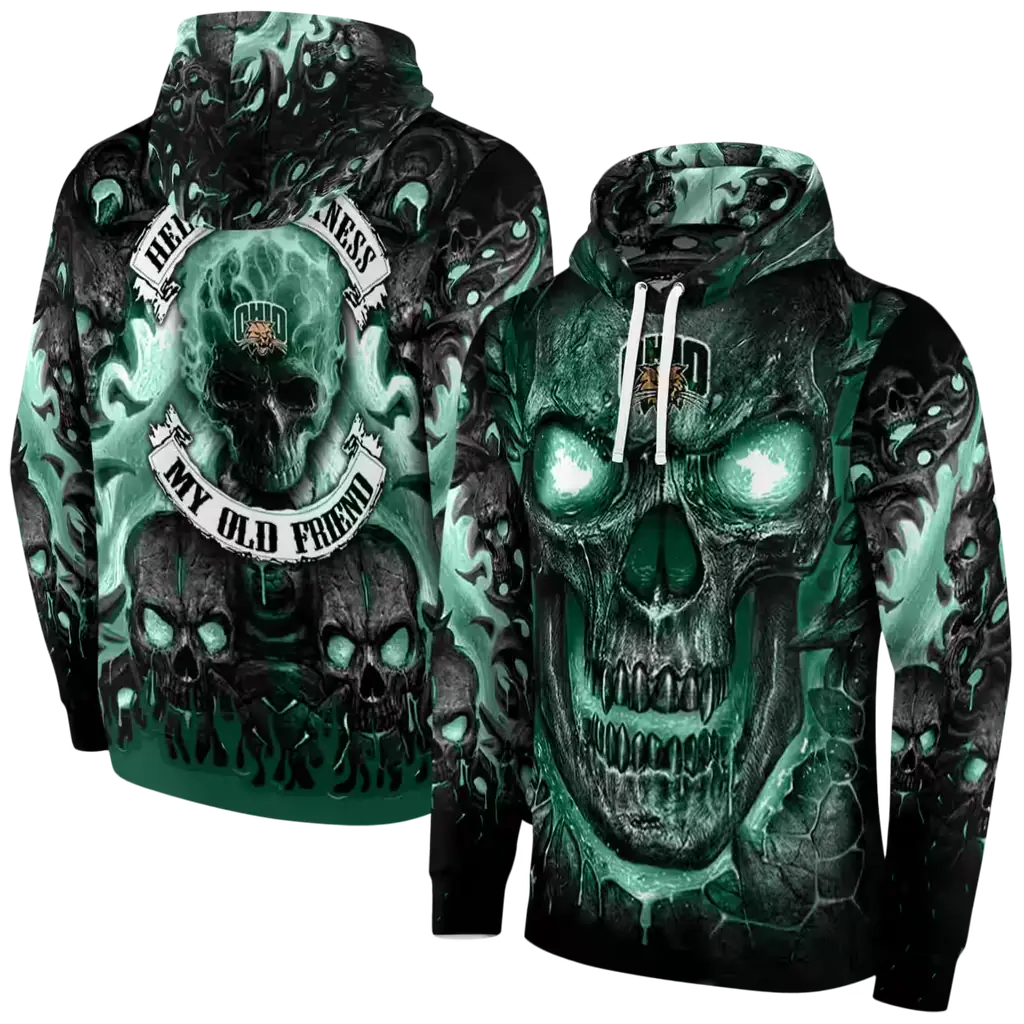 ohio bobcats demonic skull green black hoodie fashion forward ohio bobcats demonic skull green black hoodie fashion forward
