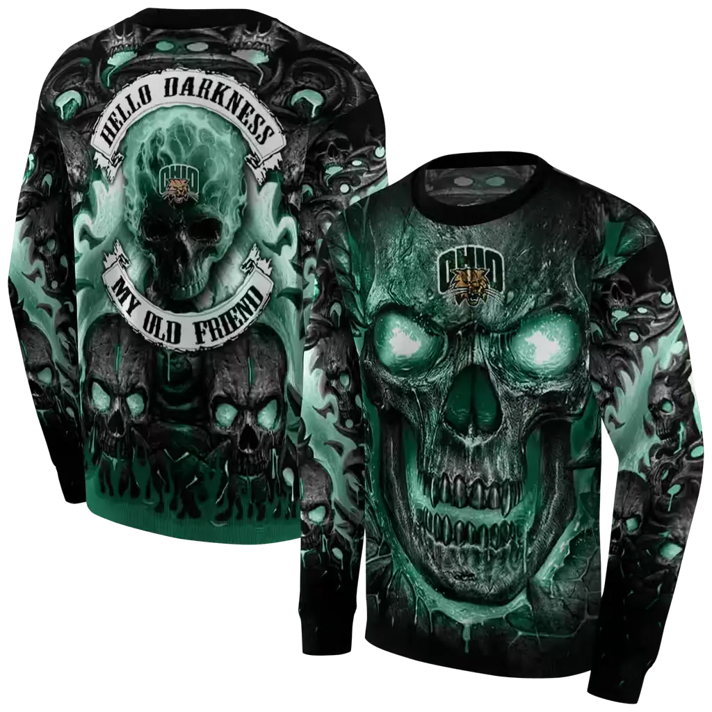 ohio bobcats demonic skull green black hoodie premium grade ohio bobcats demonic skull green black hoodie premium grade